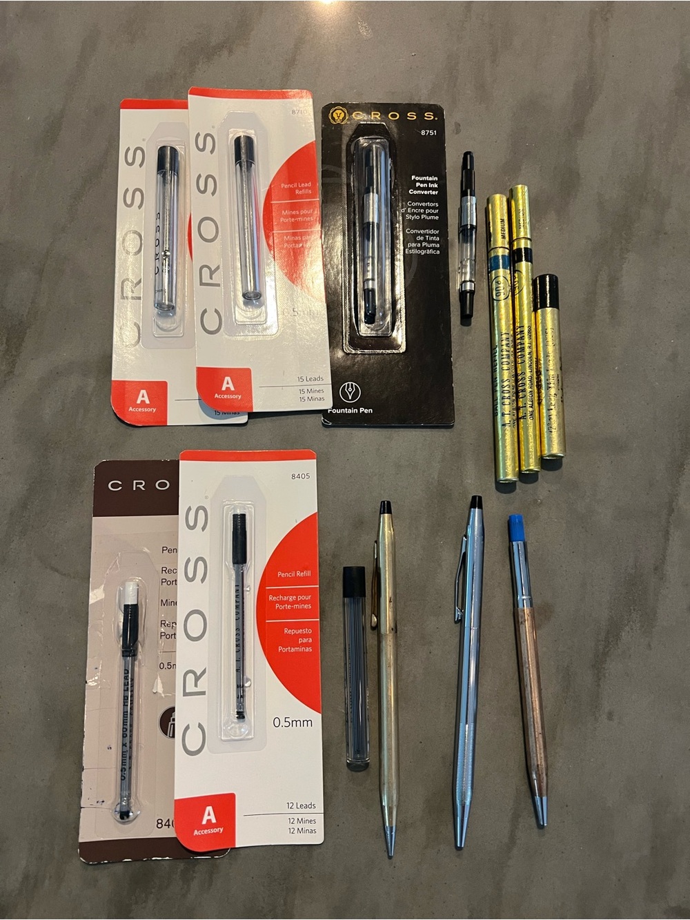 Vintage Cross Pens & Mechanical Pencils Mixed Lot Cases Refills Parts